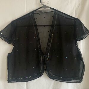 NWT Women’s Black Sheer Sequin Bolero Top
